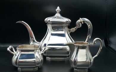 Tea service, 3-part silver tea set - Versaille Bolpas (3) - .835 silver - importeur D. Aubert - Netherlands - Second half 20th century