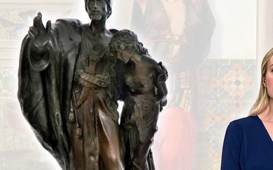 The Slave Trader, A Large 19th C. Ferdinand Barbedienne Signed Orientalist Bronze Sculpture