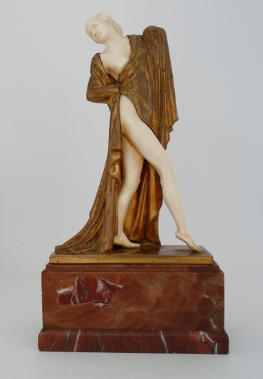 Theodor Stundl (Austria,1875-1934), 'In Pose', carved ivory and bronze figure.