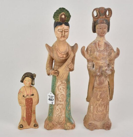 Three Female Pottery Figures of Chinese and Southeast