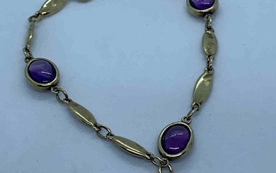 Tiffany - 14 kt. Gold - Rare Vintage Bracelet with Heart Pendant. Amethyst