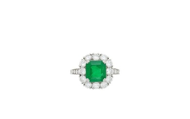 Tiffany & Co. Platinum, Emerald and Diamond Ring