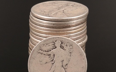 Twenty Walking Liberty Silver Half Dollars, Including 1918-S