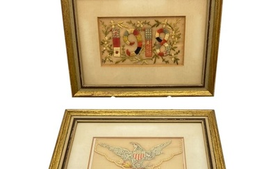 Two Early 20th C. Framed French Needlework Pictures