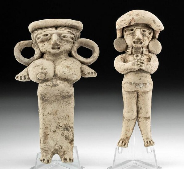 Two Michoacan Pottery Standing Pretty Lady Figures