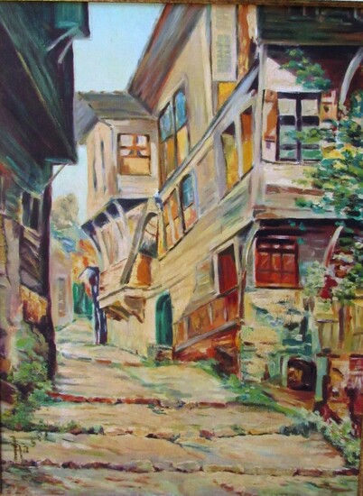 Unknown Artist, Uphill Street in a Village Town