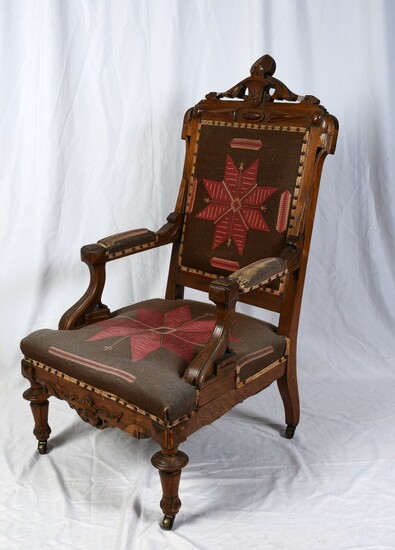 VICTORIAN AESTHETIC MOVEMENT NEEDLEPOINT CHAIR