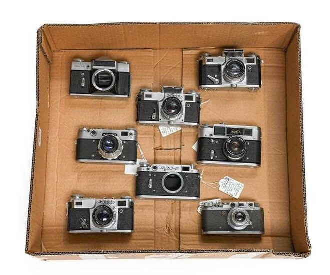Various Soviet Cameras including Zorki (Leica copy), 3xKiev, Zorki...