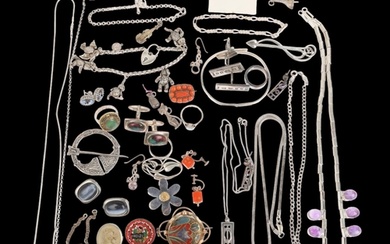 Various jewellery, including silver ingot, Georgian coral cl...
