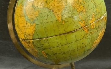 Vintage Enamel & Wood Desk Globe 12in