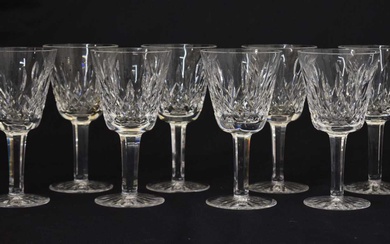 Waterford - Four boxed pairs of Lismore pattern crystal cut wine glasses