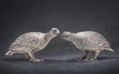 William Comyns & Sons Ltd. - pair of grouse bird models - Figurine - 925 silver