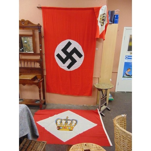 World War II German Nazi party flag, 78 x 47", and two other...