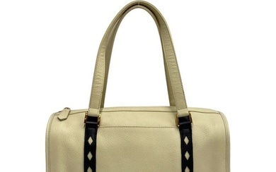 YVES SAINT LAURENT Yves Saint Laurent Cutout Leather Genuine Handbag Mini Boston Ivory
