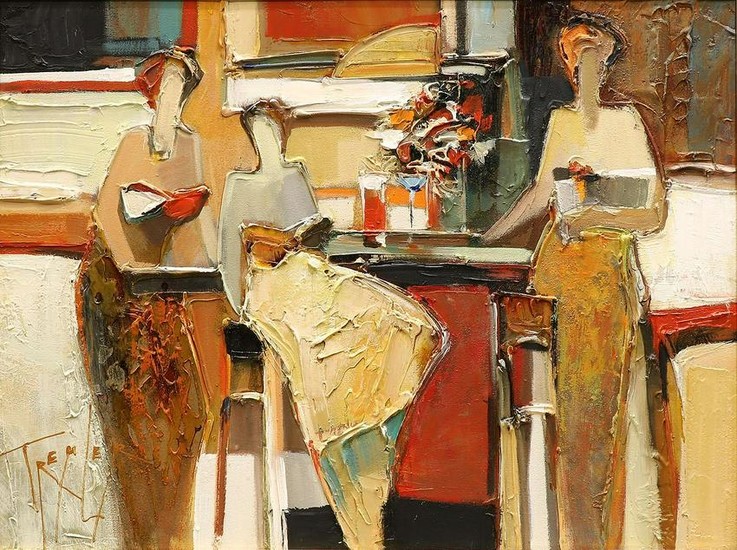 Yuri Tremler Oil on Canvas Bar Scene