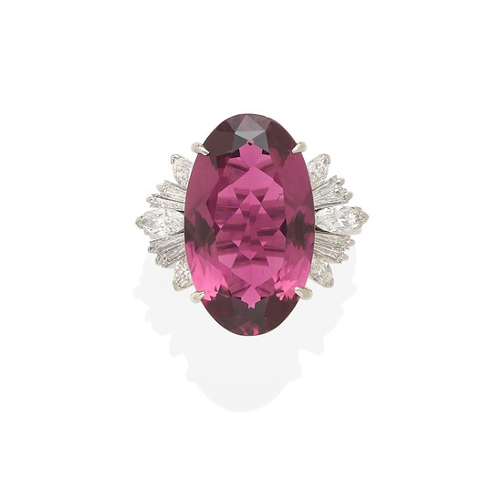 a rubellite and diamond ring