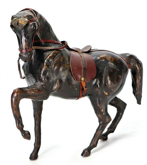 horse, wood, covered with leather , early, very
