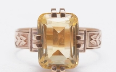 Victorian 14K Rose Gold Citrine Ring