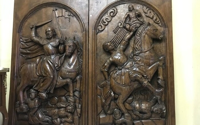 pair of panels (2) - Wood - Mid 17th century