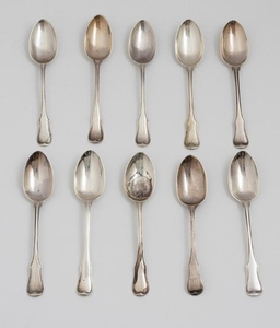 (10) Sterling Dinner Spoons, Chawner & Co, Unicorn