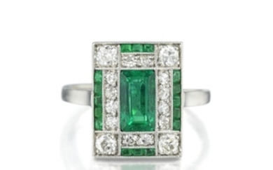 An Emerald and Diamond Ring