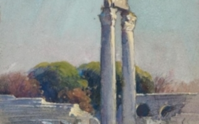 Mabel May Woodward (American, 1877-1945) Two Watercolors: Gothic Ruins