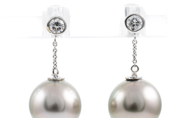 10mm Tahitian Pearl & Diamond Earrings