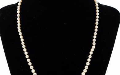 14K Gold and Graduated Pearl Necklace