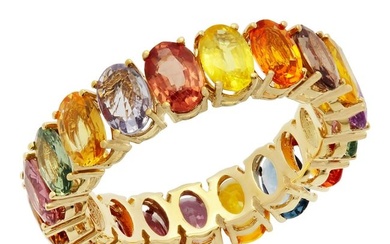 14k Yellow Gold 9.65ct Sapphire Eternity Band Ring