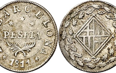1811. Catalunya Napoleónica. Barcelona. 1 peseta. (AC. 35). 5,16 g....