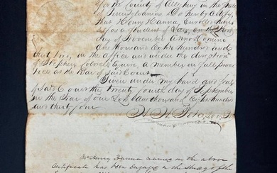 1834 Pittsburgh, Pennsylvania Letter Concerning Henry Hanna