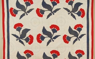 1870's Red & Green Coxcomb Applique Quilt