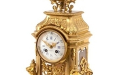 A Napoleon III Gilt Bronze Clock