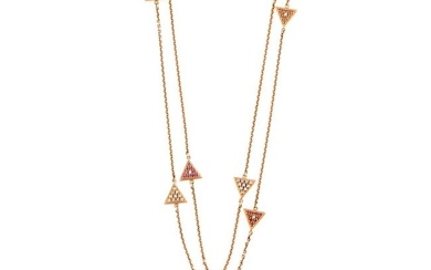 18K Rose Gold Multi Colored Sapphires SaharA Chain Necklace