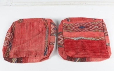 Two Moroccan Kilim Pouf Covers