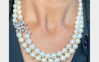 1950s Platinum Cultured Pearl Necklace