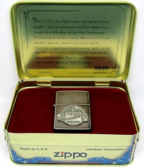 1992 ZIPPO 60TH ANNIVERSARY LIGHTER - NEVER FIRED! in United States