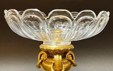 19th C. French Baccarat Crystal Bronze Centerpiece