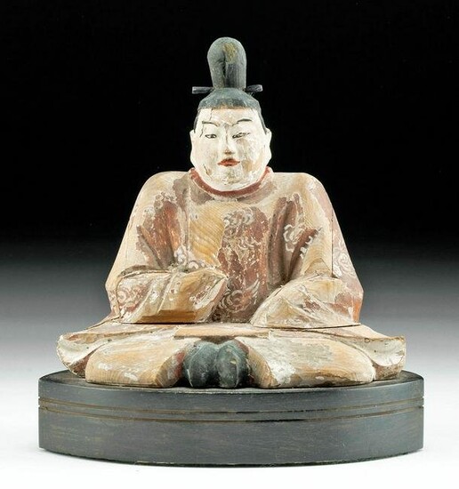 19th C. Japanese Edo Wood Carving of a Nobleman