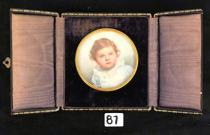 19th C. N. Gardelli Miniature Portrait Of Baby