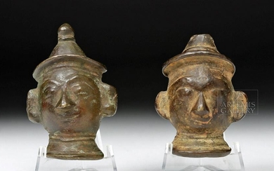 19th C. Odisha, India Bronze Heads (pr)