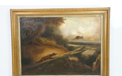 19th Century Victorian oil on canvas painting depicting a fo...