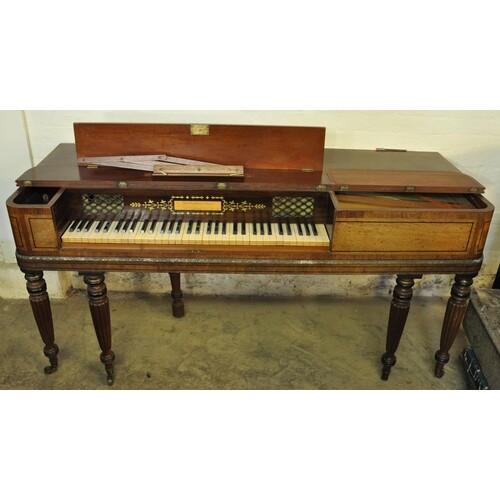 19th Century mahogany square piano by John Broadwood, retain...