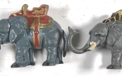 2 cast iron mechanical banks, elephants