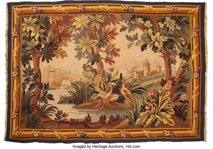 21188: An Aubusson-Style Wool Tapestry, mid-20th centur