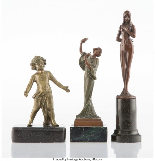 27088: Three Various Bronze Miniature Statues 7-3/4 inc