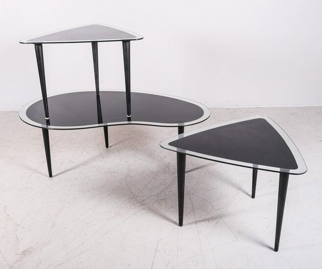 (3) pc Modern Design glass top table set