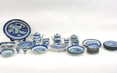(34) pieces of Chinese Canton porcelain. 19th