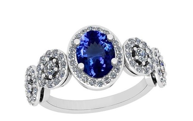 3.55 Ctw VS/SI1 Tanzanite And Diamond 18K White Gold Bridal Style Wedding Ring