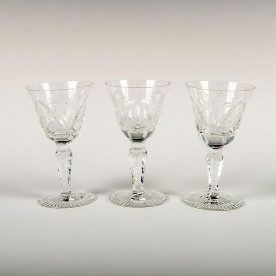 3pc Vintage Crystal Etched Cordial Glasses